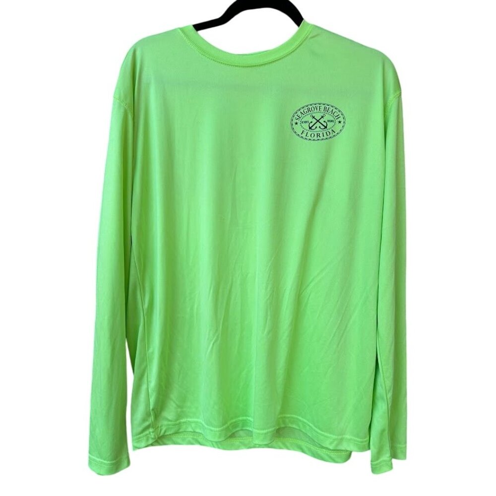 Seagrove Beach Florida Neon Green‎ Long Sleeve Sport Shirt M